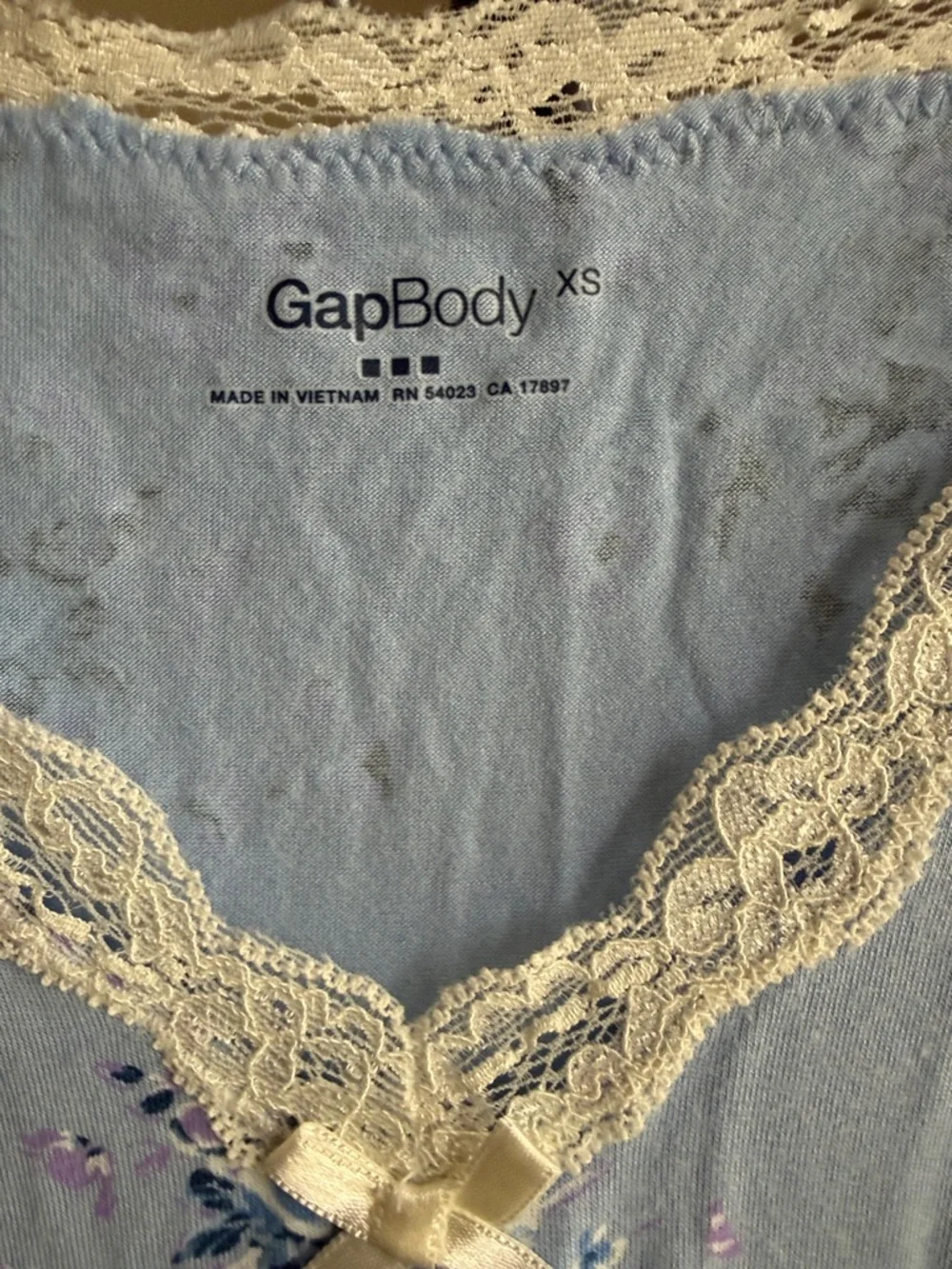 GAP Body Women's Light Blue Floral Lace-Trim Pajama Set - Picture 2 of 9